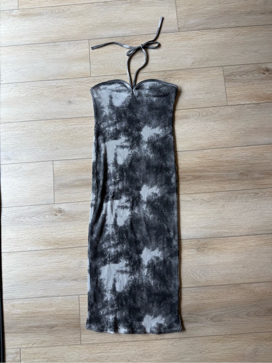 Zara Dresses & Skirts - Zara Strapless Tie-Dye Ribbed Maxi Dress - Black & Gray